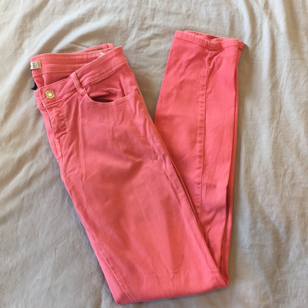Zara core denim collection coral jeans